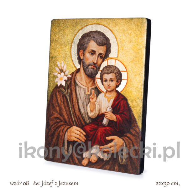 wzór 08 św. Józef z Jezusem 22x30 ikona pozłocona