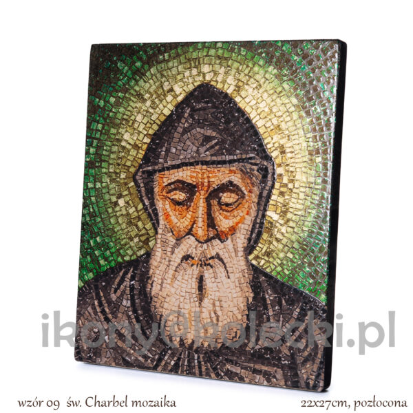 wzór 09 św. Charbel  22x27cm, mozaika, pozłocona