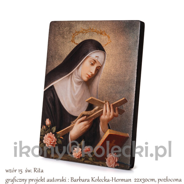 wzór 15 św. Rita 22x30cm pozłocona