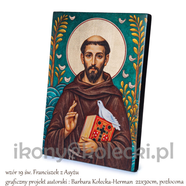 wzór 19 św. Franciszek z Asyżu 22x30 pozłocony